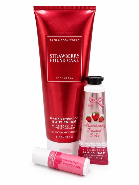 Bath & Body Works Other - Bath & Body Works Strawberry Pound Cake Body & Hand Cream Set - Red/Pink